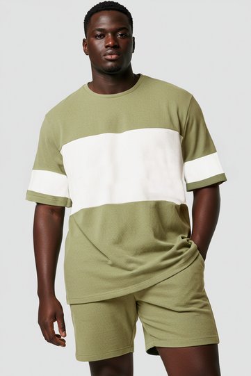 Mint Large Size Oversize/Wide Cut Color Block Textured T-Shirt Tmnss25Bf00038
