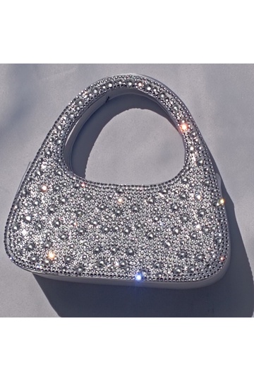 Silver Stone Evening Dress Bag Satin Silver Evening Bag