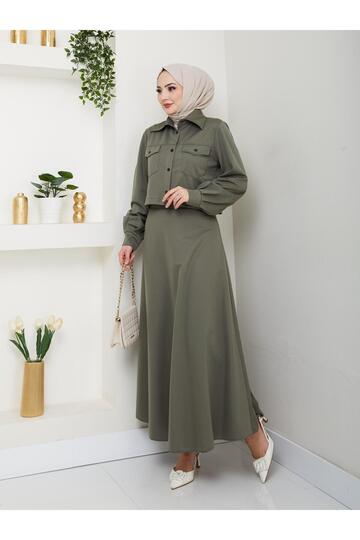 Biker Jacket Skirt Suit Jacket with Straps
