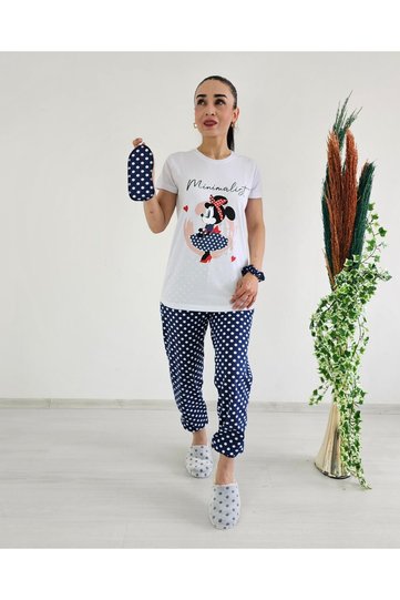 Six Polka Dot Mickey Print Pajama Set