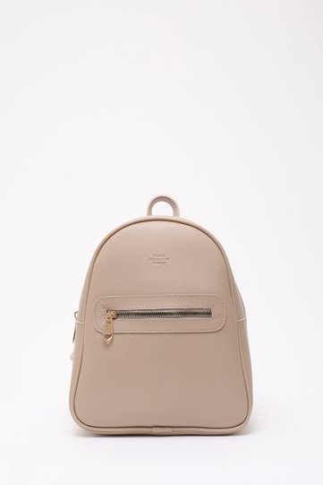 Mink Shk200 Faux Leather 2 Compartment Zippered Written Column Strap Backpack