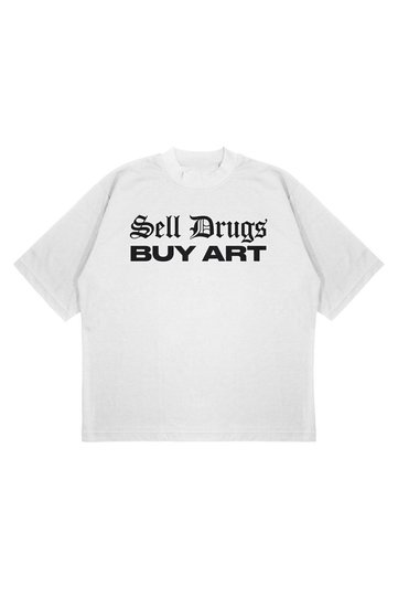 Unisex Oversize Sell Drug Buy Art Printed Boxy Fit Thick Fabric (240Gsm) T-Shirt