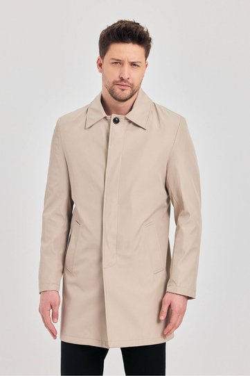 Men's Stone Classic Collar Standard Fit Trench Coat