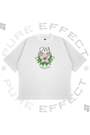 Unisex Oversize Casablanca Tennis Leaf Printed Boxy Fit Thick Fabric (240Gsm) T-Shirt