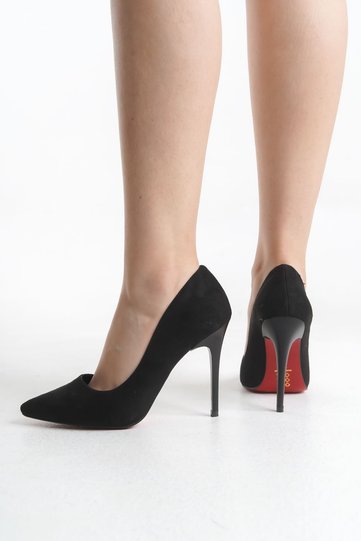 Ivy; Women'S, Black Suede, Red Sole 11 cm Thin Heeled Stiletto