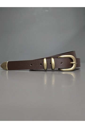 100% Genuine Leather Antique Coated Tool Buckle Bitter Brown Belt