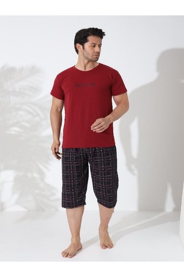 Men's Short Sleeve Capri Shorts Pajama Set New Season