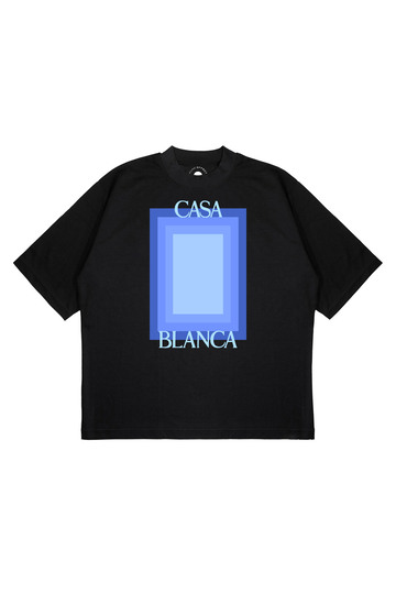 Unisex Casablanca Blue Printed Boxy Fit Thick Fabric (240Gsm) T-Shirt