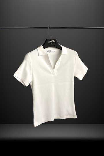 Women's Polo Neck Ribbed Camisole Short Sleeve T-Shirt