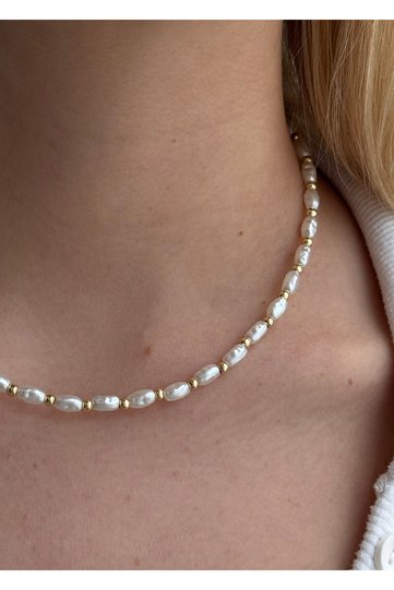 Gold Color Pearl Heel Necklace
