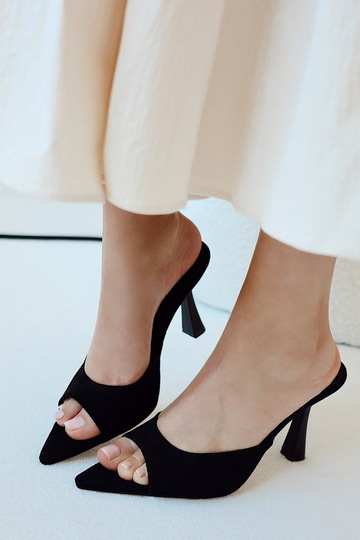 Sophistica Women's Pointed-Toe Strap Detail Heeled Slipper Sandals