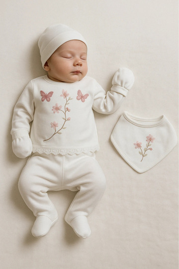 Baby Zuhu Butterfly Embroidered 5-Piece Hospital Discharge Set