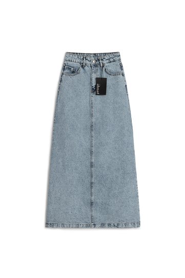 Long Bell Denim Skirt Ice Blue