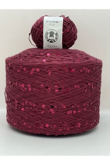 Bag String / Knitting String 100% Cotton Color Burgundy 3 6 Cherry Coarse Sequin Balls 50Gr X 2 =100Gr