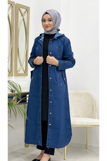 Women's Hooded Buttoned Denim Jeans Cap