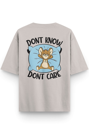 Cat Printed Half Oversized Stone Color Tshirt 1381