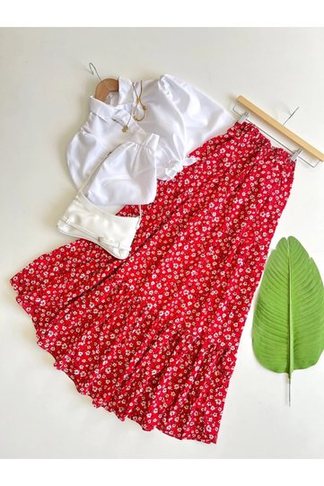 Colorful Floral Viscose Skirt
