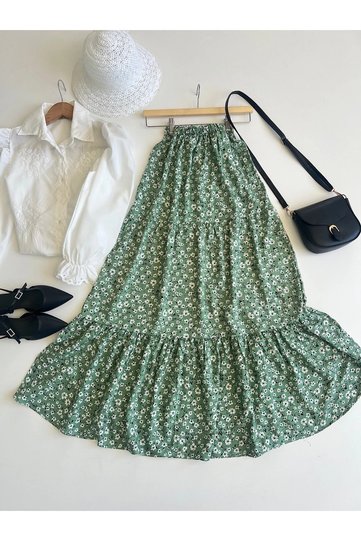 Colorful Floral Viscose Skirt