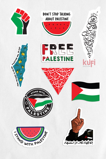Palestine Themed Sticker Set of 10 - Free Palestine Sticker Suitable for Laptop and Phone