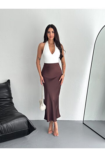 Women's Basic Long Satin Skirt