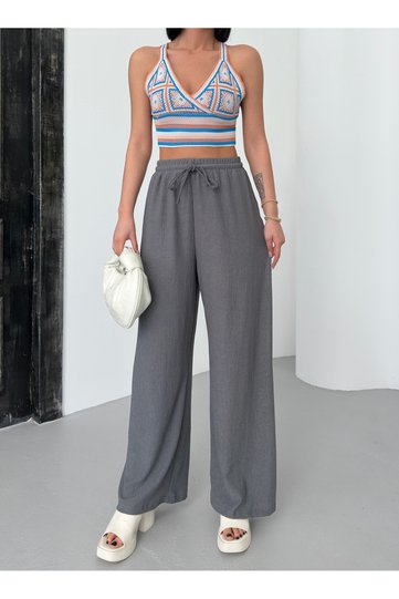 Women's Elastic Waist Wrapped Palazzo Trousers