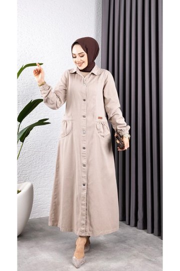 Women's Buttoned Bag with Pockets Gabardine Bag