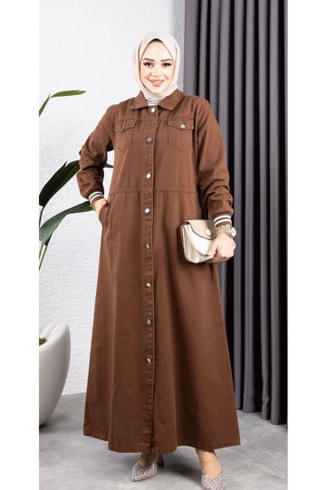 WOMEN'S BUTTONED COTTON GABARDINE COAT