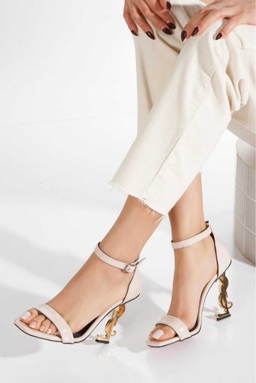Gold Metal Cast Heel Single Strap