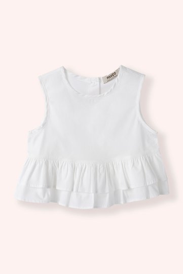 Baby Girl Button Detailed Ruffled White Blouse