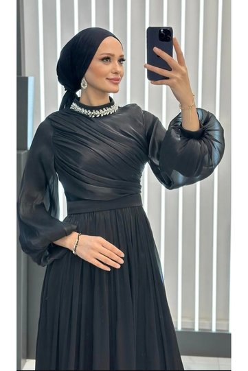 جان جان القماش بالون الذراع الحلق حجر الزفاف المشاركة وعد طلب فستان سهرة يوم خاص
