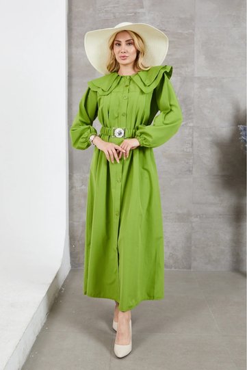 Belted Dress Oil Green