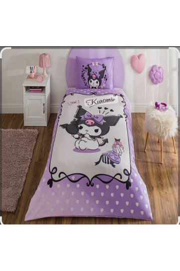 Licensed Kuromi 100X200Cm Single Duvet Cover Set with Elastic Sheet