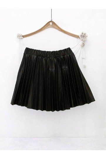 Girls' Pleated Leather Skirt