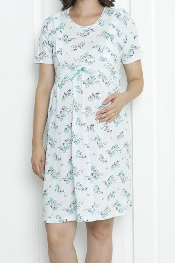 Maternity Tunic Nightgown Short Sleeve Lycra Plus Size Wide Size Range GREEN