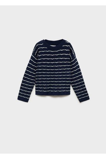 Striped perforated knitted sweater