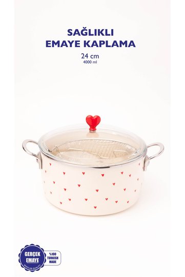 Cupid Emaye Kızartma Tenceresi/ Fritöz (Özel Kapaklı)