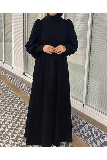 Balloon Sleeve Ferace Shoulder Drawstring