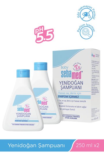 Newborn Baby Shampoo 250 ml X 2 Pieces Contains Bisabolol, Non-Stinging, Ph 5.5, Moisturizing Care