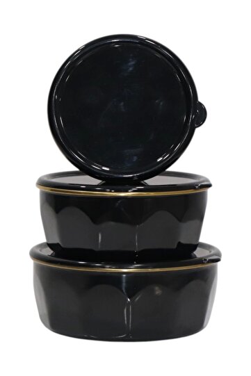 Corner Enamel Triple Storage Set Black