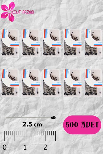 Black Glass Headed Bulk Needles – 500 Pieces |   10 Boxes X 50 Pieces |   Sewing, Handicrafts, Wedding-Engagement-Henna