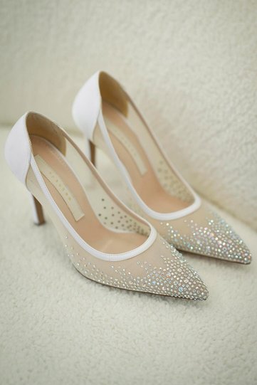 Mira Heeled Mesh Evening Dress Shoes White