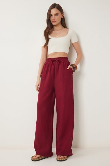 Muslin Palazzo Pants Bordo Lmx0008