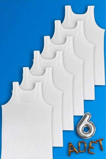 Boy's White Combed Cotton Undershirt 6 Pieces