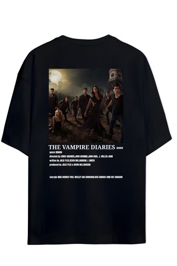 The Vampire Diaries Unisex Oversize Cotton T-Shirt with Back and Chest Print