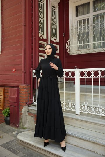 Dress Medina silk fabric with 5 layers of drawstring