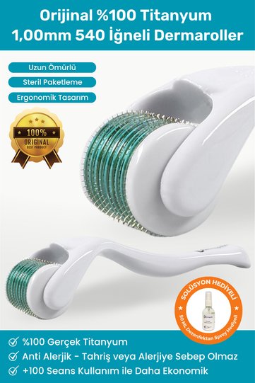 Original 100% Titanium 1.00 mm 540 Needles 100 Uses Anti Allergic Skin Care Dermaroller