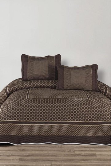 Melina Printed Quilted Double Bedspread Brown