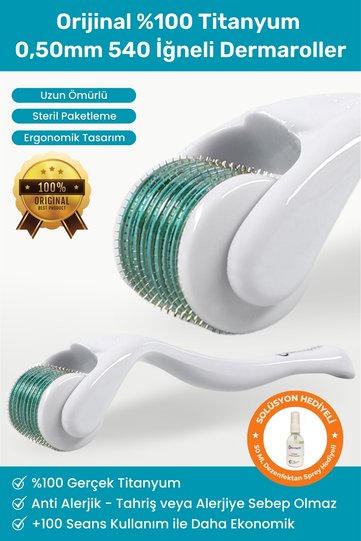 Original 100% Titanium 0,50mm 540 Needles 100 Uses Anti Allergic Hair & Skin Care Dermaroller