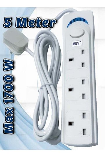 Best Power Extension 5 Meter | Universal Adapter with 3 Sockets and Bold Extension Cord 5 Meters | P