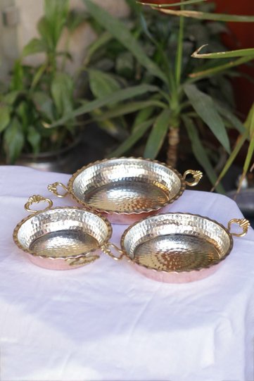 Set of 3 Copper Serrated Pans